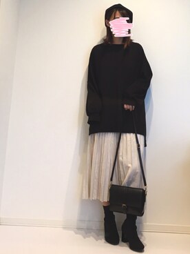 「fifth（フィフス）のプリーツスエードロングスカート（スカート）」を使った、みゆきちさん（レディース・161cm）の秋コーディネート