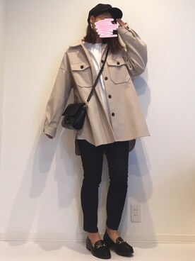 「スキニーデニム」｜「アイテム（カバーオール）」を使った、みゆきちさん（レディース・161cm）の秋コーディネート