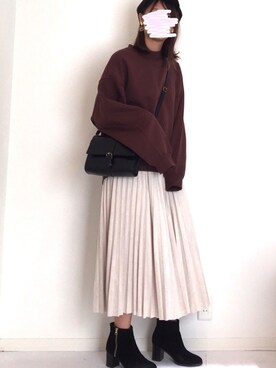 「スーパーオーバーサイズスウェット」｜みゆきちさん（レディース・161cm）の冬コーディネート