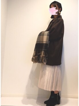 「fifth（フィフス）のプリーツスエードロングスカート（スカート）」を使った、みゆきちさん（レディース・161cm）の冬コーディネート