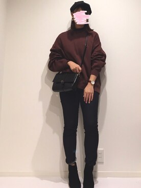 「スーパーオーバーサイズスウェット」｜みゆきちさん（レディース・161cm）の冬コーディネート