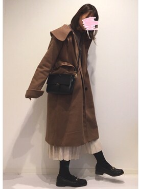 「fifth（フィフス）のプリーツスエードロングスカート（スカート）」を使った、みゆきちさん（レディース・161cm）の冬コーディネート