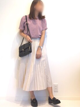 「fifth（フィフス）のプリーツスエードロングスカート（スカート）」を使った、みゆきちさん（レディース・161cm）の春コーディネート
