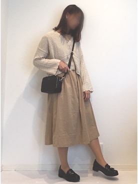 「透かし編みニット」｜みゆきちさん（レディース・161cm）の春コーディネート