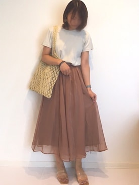 「chocomee（チョコミー）のアイテム（スカート）」を使った、みゆきちさん（レディース・161cm）の夏コーディネート