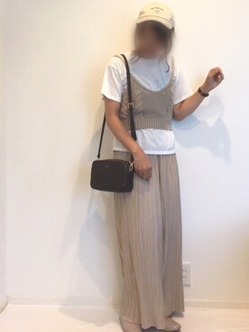 「アイテム（腕時計、ブラウン系）」を使った、みゆきちさん（レディース・161cm）の夏コーディネート