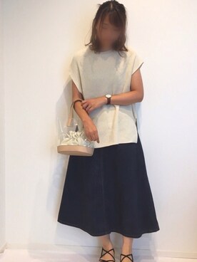 「アイテム（腕時計、ブラウン系）」を使った、みゆきちさん（レディース・161cm）の夏コーディネート