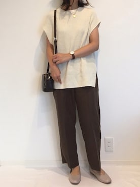 「アイテム（腕時計、ブラウン系）」を使った、みゆきちさん（レディース・161cm）の秋コーディネート