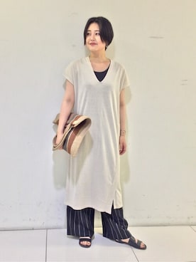 「アイテム（タンクトップ、グレー系）」を使った、honokaさん（レディース・162cm）の夏コーディネート