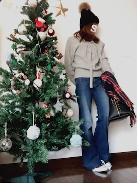 「PLAIN CLOTHING（プレーンクロージング）のアイテム（ニットキャップ/ビーニー）」を使った、fumiさん（レディース・161cm）の冬コーディネート