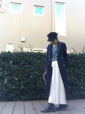 「マリン」｜「アイテム（チェスターコート）」を使った、fumiさん（レディース・161cm）の冬コーディネート