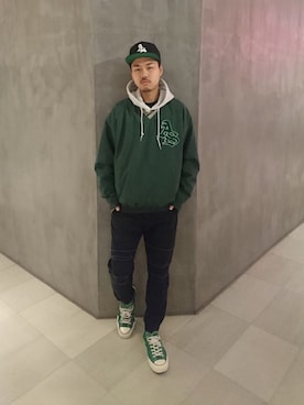 「アイテム（ナイロンジャケット）」を使った、ANDSUNS さん（メンズ・172cm）の冬コーディネート