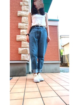 「切りっぱなしデニム」｜「アイテム（その他）」を使った、Sakuraさん（レディース・158cm）の夏コーディネート