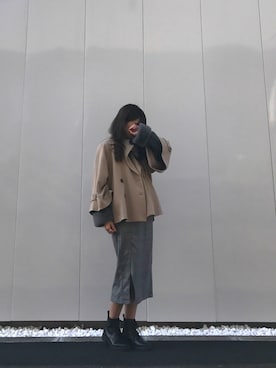「ファー」｜「アイテム（トレンチコート）」を使った、Sakuraさん（レディース・158cm）の冬コーディネート
