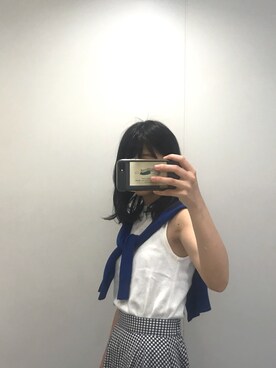 Sakuraさんの「サーキュラースカート（ギンガムチェック・丈標準73～77cm）」を使ったコーディネート