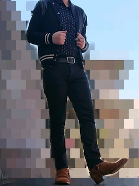 「SAINT LAURENT PARIS（サンローランパリ）のアイテム（スタジャン）」を使った、ryo0260さん（メンズ・167cm）の冬コーディネート