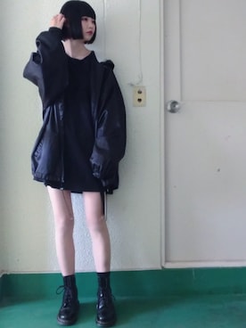 「ナイロンパーカー」｜「アイテム（ブーツ）」を使った、小野 さん（レディース・157cm）の春コーディネート