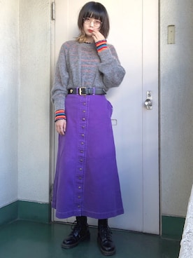 「Dr. Martens（ドクターマーチン）のDr.Martens ドクターマーチン 1460Z 8EYE BOOT 8ホールブーツ 11822006 BLACK（ブーツ）」を使った、小野 さん（レディース・157cm）の冬コーディネート