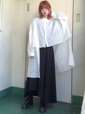 小野 さんの「ラッププリーツジャストウエストフレアスカート」を使ったコーディネート