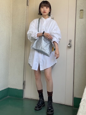 「Dr. Martens（ドクターマーチン）のDr.Martens ドクターマーチン 1460Z 8EYE BOOT 8ホールブーツ 11822006 BLACK（ブーツ）」を使った、小野 さん（レディース・157cm）の春コーディネート