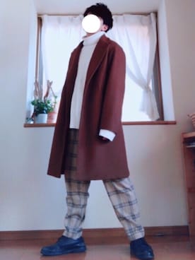 「niko and...（ニコアンド）のアイテム（チェスターコート）」を使った、まさ。さん（メンズ・168cm）の冬コーディネート