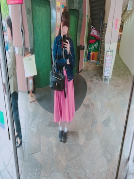 「Gジャン」｜「アイテム（PC・スマホグッズ/家電）」を使った、yunaさん（レディース・158cm）の春コーディネート