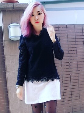 「Abercrombie&Fitch（アバークロンビーアンドフィッチ）のアイテム（スカート）」を使った、GLTさん（レディース・157cm）の冬コーディネート