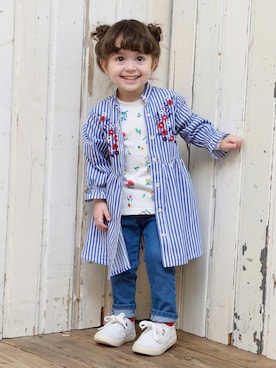 「Moujonjon（ムージョンジョン）のアイテム」を使った、こどもの森e-shopさん（キッズ・90cm）の春コーディネート