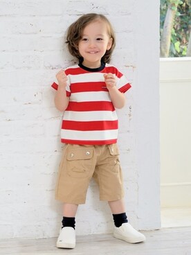 「Moujonjon（ムージョンジョン）のアイテム」を使った、こどもの森e-shopさん（キッズ・90cm）の春コーディネート