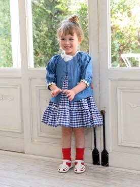 「Moujonjon（ムージョンジョン）のアイテム」を使った、こどもの森e-shopさん（キッズ・90cm）の春コーディネート