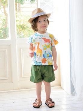 「Moujonjon（ムージョンジョン）のアイテム」を使った、こどもの森e-shopさん（キッズ・90cm）の夏コーディネート