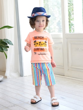 「Moujonjon（ムージョンジョン）のアイテム」を使った、こどもの森e-shopさん（キッズ・90cm）の夏コーディネート