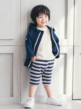 「マリン」｜「アイテム（スウェット）」を使った、こどもの森e-shopさん（キッズ・90cm）の夏コーディネート