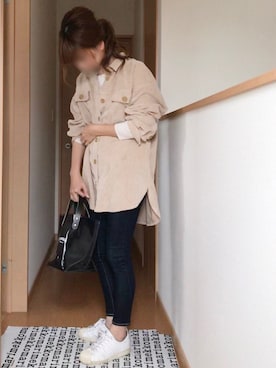 「TODAYFUL（トゥデイフル）のコーデュロイシャツ（シャツ/ブラウス）」を使った、mimi⋆さん（レディース・158cm）の冬コーディネート