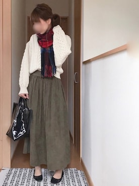 「ボリュームニット」｜「アイテム（その他アウター）」を使った、mimi⋆さん（レディース・158cm）の秋コーディネート