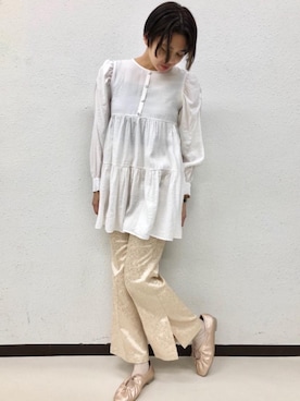 「アイテム（チュニック）」を使った、emsexcite　/　エムズエキサイトさん（レディース・157cm）の春コーディネート