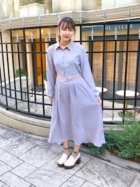 「襟付きワンピース」｜emsexcite　/　エムズエキサイトさん（レディース・158cm）の春コーディネート