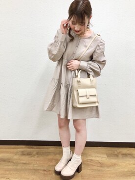 「厚底」｜「アイテム（チュニック）」を使った、emsexcite　/　エムズエキサイトさん（レディース・157cm）の春コーディネート