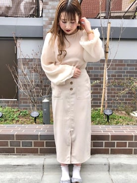 「ナロースカート」｜emsexcite　/　エムズエキサイトさん（レディース・157cm）の春コーディネート