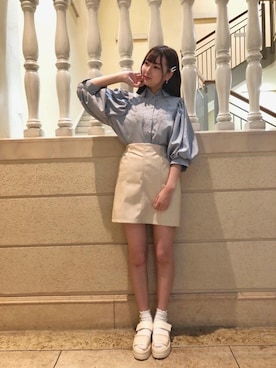 「ガーリーコーデ」｜「アイテム（サンダル）」を使った、emsexcite　/　エムズエキサイトさん（レディース・160cm）の春コーディネート