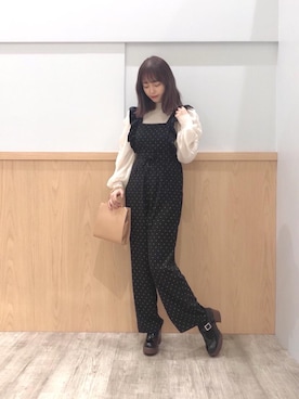 「ガーリーコーデ」｜「アイテム（サロペット/オーバーオール）」を使った、emsexcite　/　エムズエキサイトさん（レディース・159cm）の春コーディネート