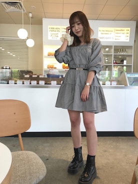 「アイテム（チュニック）」を使った、emsexcite　/　エムズエキサイトさん（レディース・163cm）の春コーディネート