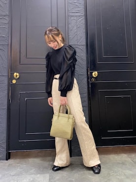 「アイテム（ハンドバッグ、グリーン系）」を使った、emsexcite　/　エムズエキサイトさん（レディース・153cm）の春コーディネート