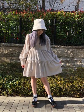 「アイテム（チュニック）」を使った、emsexcite　/　エムズエキサイトさん（レディース・148cm）の春コーディネート