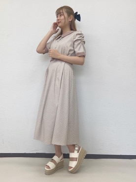 「ガーリーコーデ」｜「アイテム（サンダル）」を使った、emsexcite　/　エムズエキサイトさん（レディース・160cm）の春コーディネート