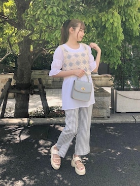 「ブルーコーデ」｜「アイテム（チュニック）」を使った、emsexcite　/　エムズエキサイトさん（レディース・160cm）の春コーディネート