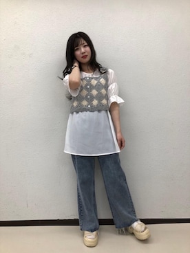 「アイテム（チュニック）」を使った、emsexcite　/　エムズエキサイトさん（レディース・153cm）の春コーディネート