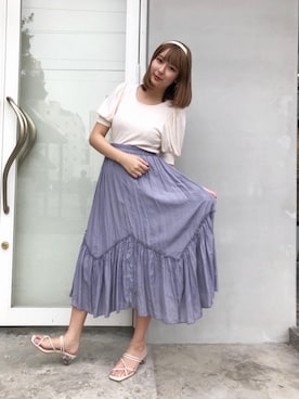 「ガーリーコーデ」｜「アイテム（サンダル）」を使った、emsexcite　/　エムズエキサイトさん（レディース・160cm）の夏コーディネート