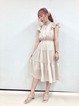 「ガーリーコーデ」｜「アイテム（サンダル）」を使った、emsexcite　/　エムズエキサイトさん（レディース・163cm）の夏コーディネート