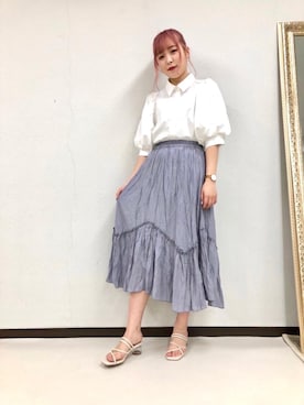 「ガーリーコーデ」｜「アイテム（サンダル）」を使った、emsexcite　/　エムズエキサイトさん（レディース・163cm）の夏コーディネート